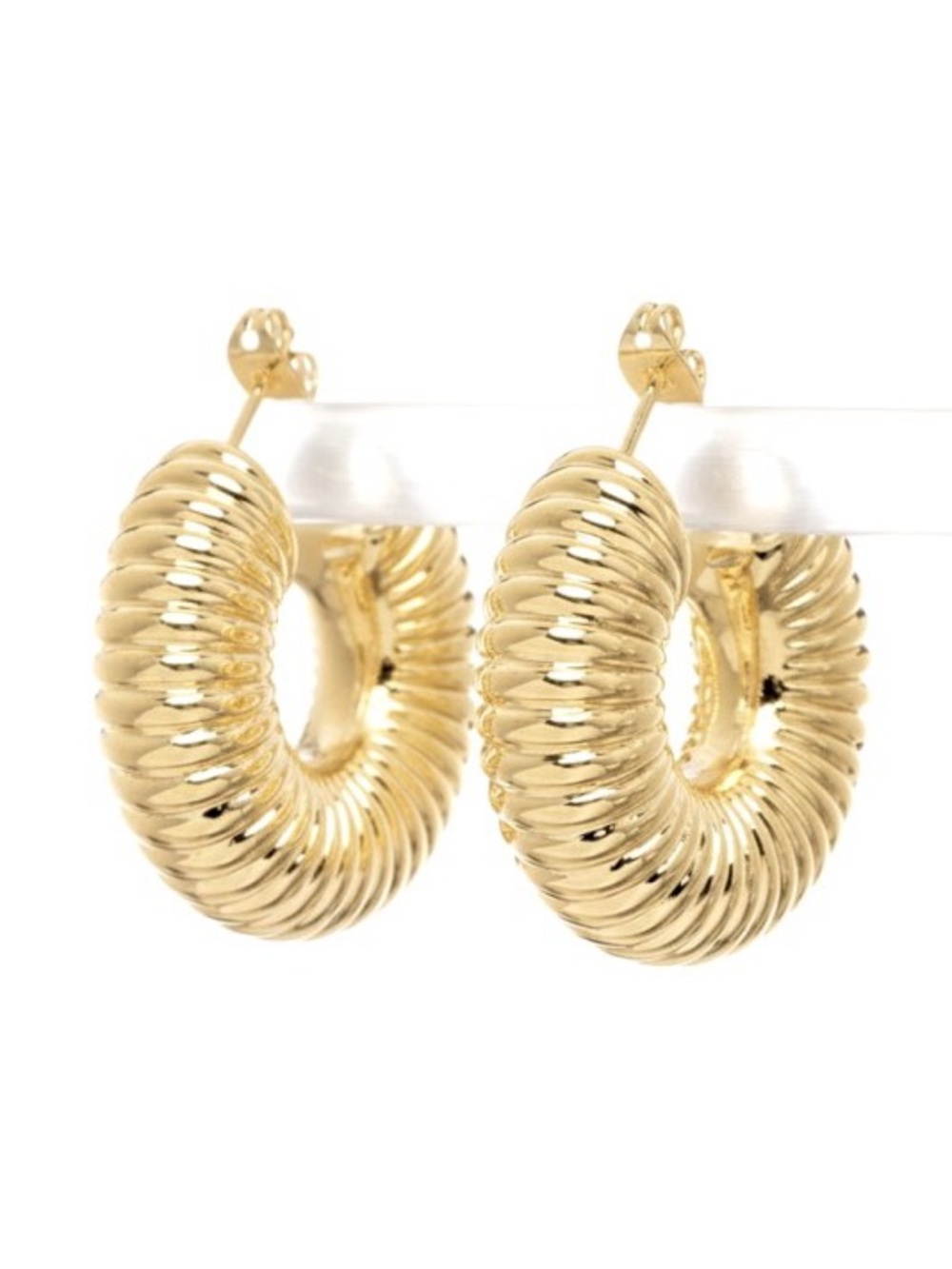 Gold Textured Chunky Hoop Earrings | 30mm Statement Hoops | Lightweight CCB